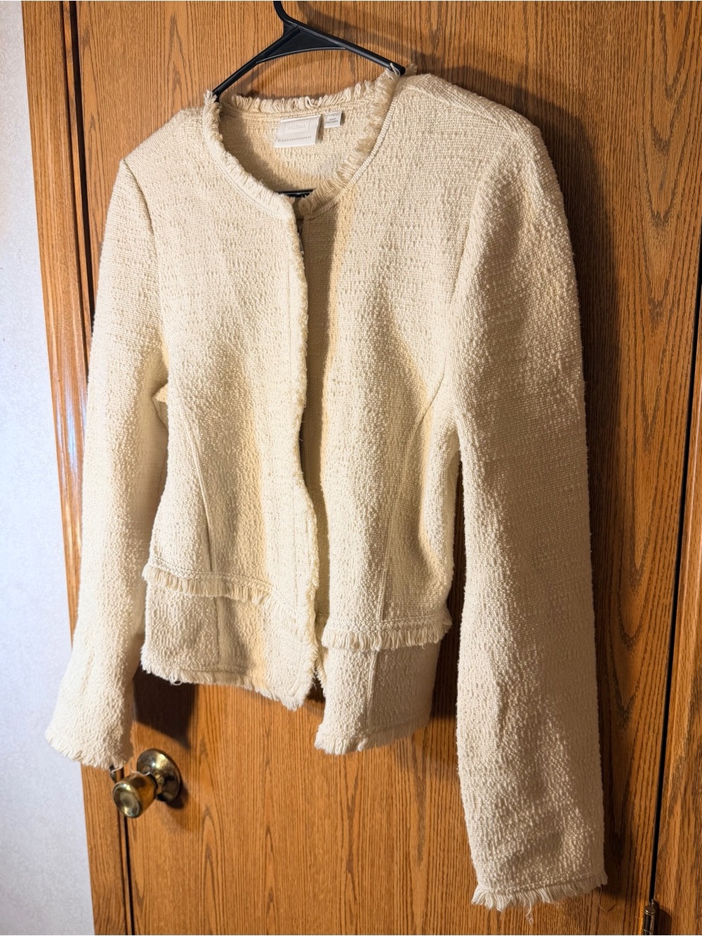 Anthropologie ett:iwa Bardot Cream Bouclé Tweed Blazer - Picture 2 of 7